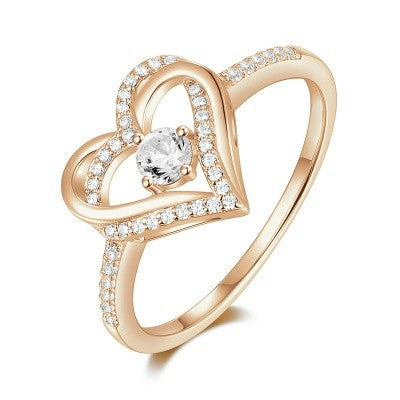Diamond heart stone ring